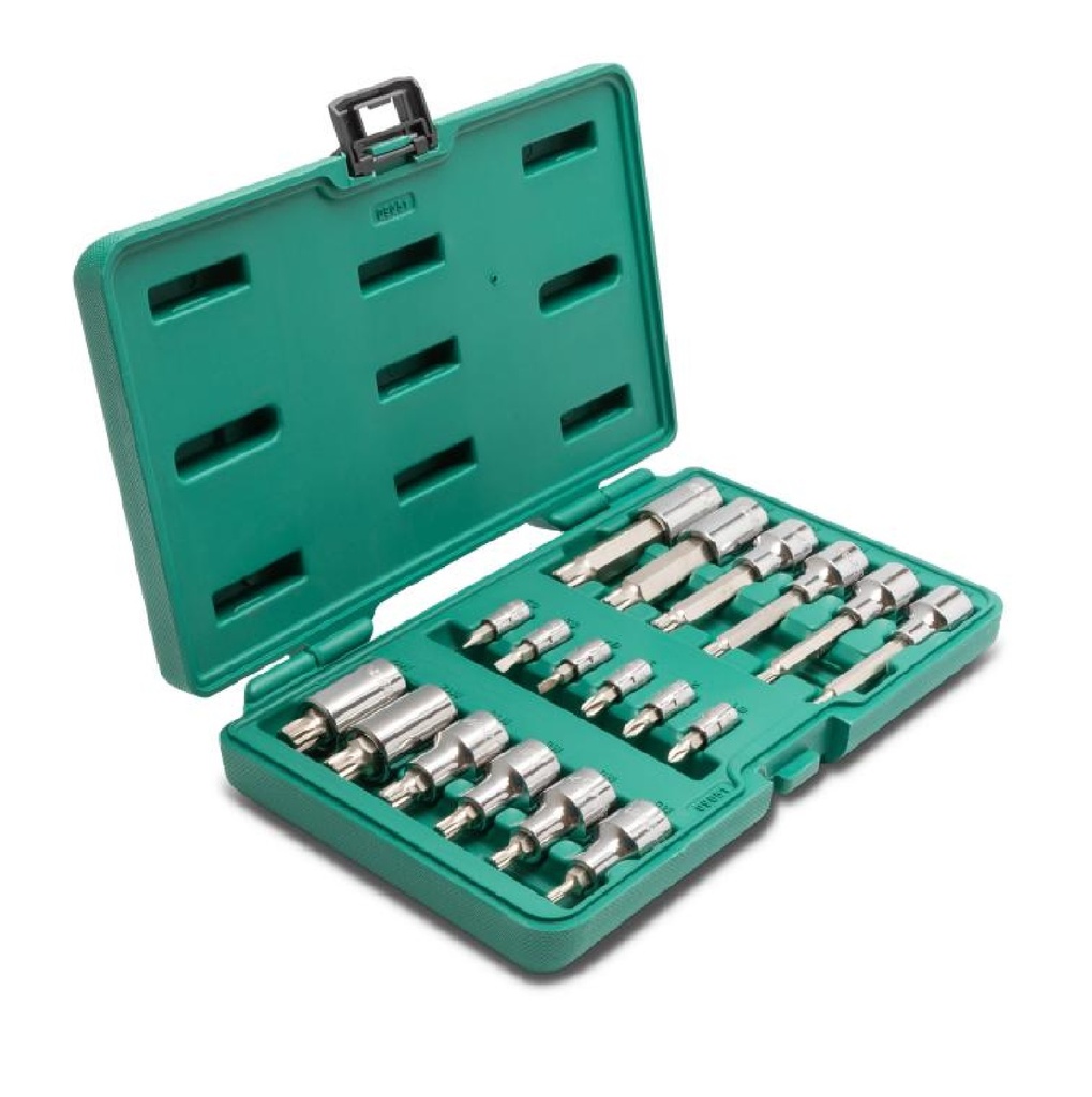JUEGO DE DADOS SPLINE 18 PZAS 1/4" - 1/2" REF. ST09051SJ / 323190 MARCA SATA