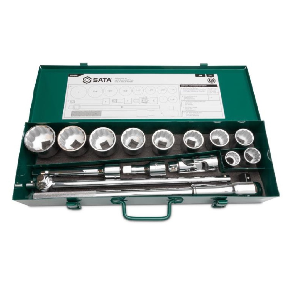 JUEGO DE DADOS PULGADAS 15 PZAS 3/4" REF. ST09148SJ / 323181 MARCA SATA