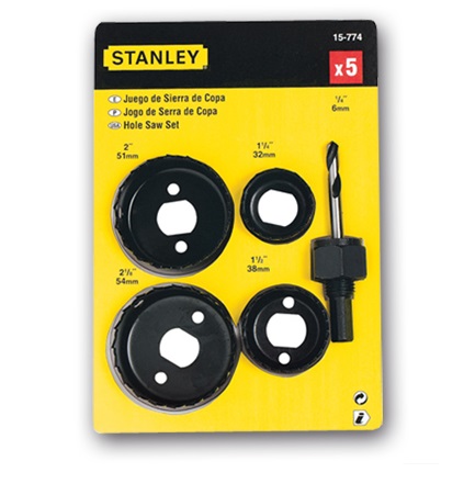 JUEGO DE SIERRA COPA 1/4" - 2 1/8" PARA MADERA REF. 15-774 MARCA STANLEY