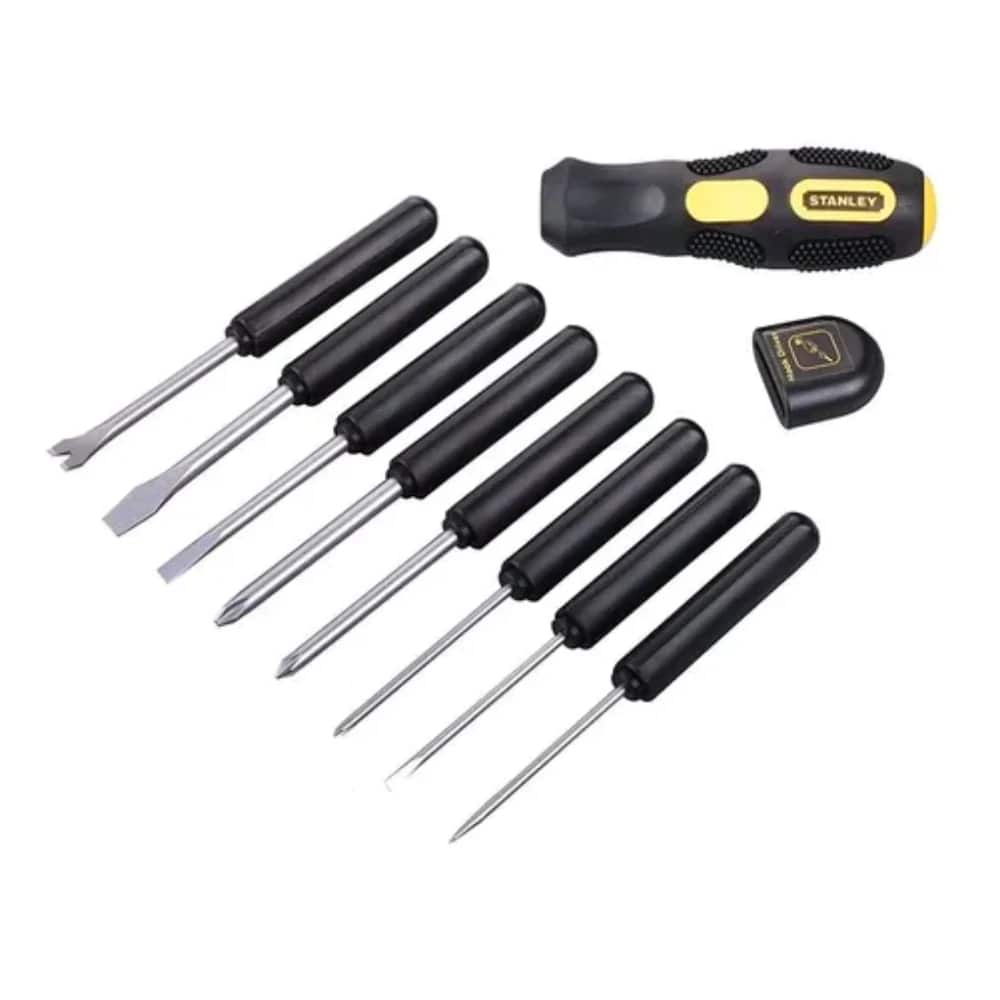 JUEGO DE DESTORNILLADORES 8 PZAS C/ PUNTAS INTERCAMBIABLES C/B REF. 62511 MARCA STANLEY