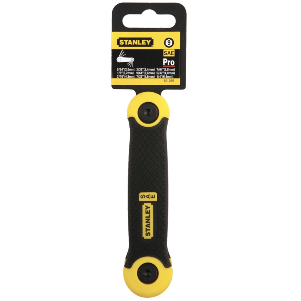 JUEGO DE LLAVE PROF. HEXAGONAL PLEG. 5/64" A 1/4" 9 PZAS REF. 69-265 MARCA STANLEY