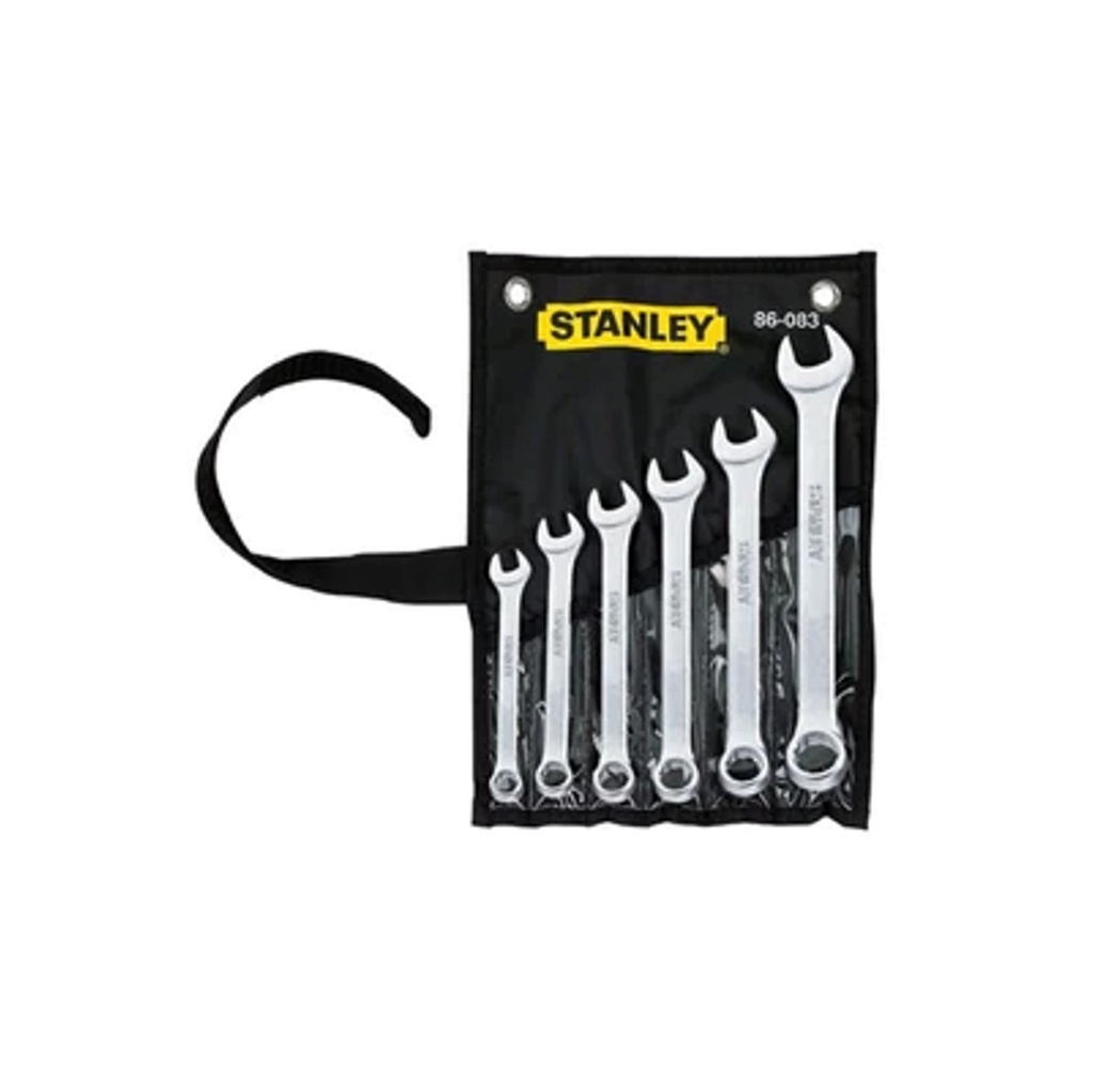 JUEGO DE LLAVE COMBINADA 6 PZAS SAE 3/8"-7/16"- 1/2"- 9/16"- 5/8"- 11/16" REF. 86083 MARCA STANLEY