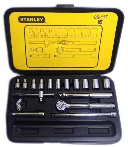 JUEGO DE DADOS / AUTOCLET MALETIN 18 PZAS. 1/4" / 4 - 13 MM REF. 86117 MARCA STANLEY