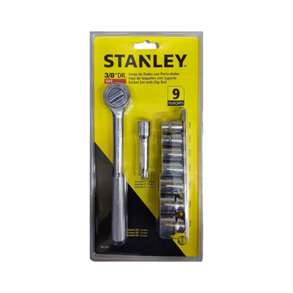 JUEGO DE DADOS / AUTOCLET CUADRANTE DE 3/8" 09 PZAS SAE ( 3/8" - 3/4" ) REF. 86219 / DAD-702 STANLEY