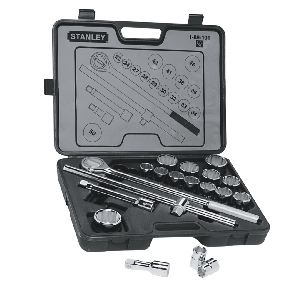 JUEGO DE DADOS / AUTOCLET 3/4" 20 PZAS 22 A 50 MM REF. 89-101 MARCA STANLEY