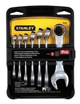 JUEGO DE LLAVE COMBINADA CORTAS CROMADA 3/8 A3/4" 7 PZAS REF. 90652 MARCA STANLEY
