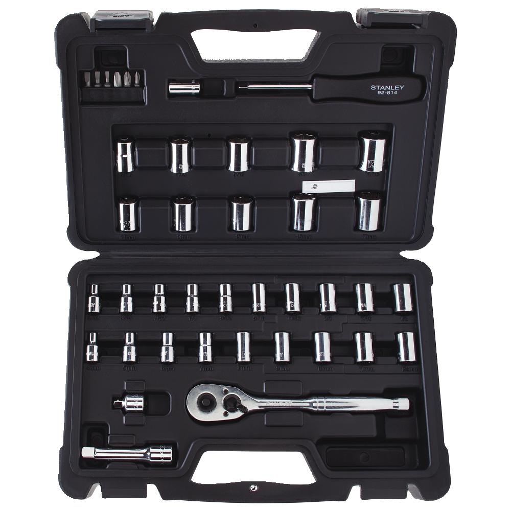 JUEGO DE DADOS / AUTOCLET CORTOS COMBINADOS 1/4" - 3/8" SAE/MM 40 PZAS REF. STMT-71648 MARCA STANLEY