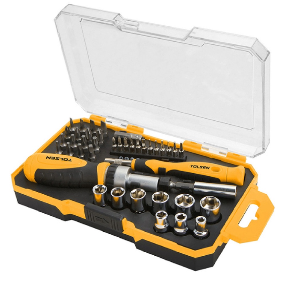 JUEGO DE DESTORNILLADOR Y PUNTAS 42 PZAS REF. 20041 MARCA TOLSEN