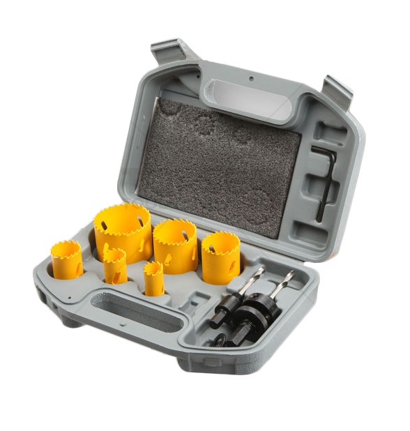 JUEGO DE COPAS BIMETALICAS 9 PZAS (6 SIERRA PERF 2PZAS EJE HEX.1 ADAPT.) REF. 75861 MARCA TOLSEN