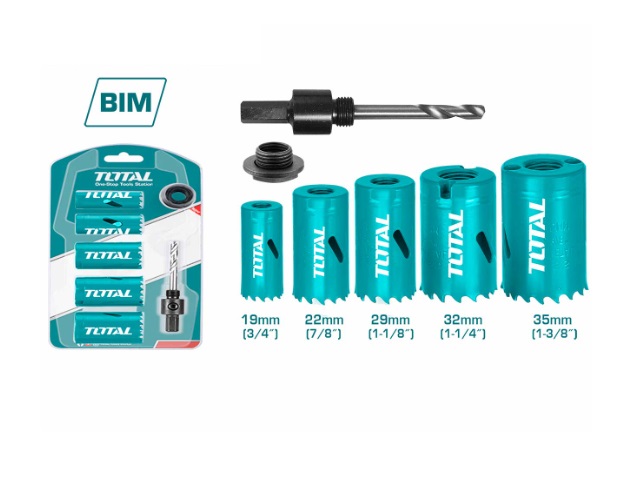 JUEGO DE SIERRA COPA BIMETALICA PARA MADERA 7 PZAS REF. TACSH1071 / 855057 MARCA TOTAL TOOLS