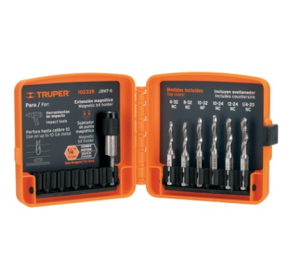 JUEGO DE MACHOS / MACHUELO P/METAL 6 PZAS 1/16"-5/16" MOD. JBAV-13R REF. 102335 / K2335 MARCA TRUPER