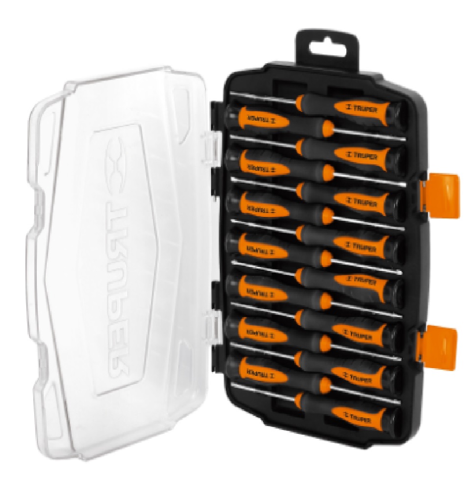JUEGO DE DESTORNILLADORES DE PRECISION PARA RELOJ 15 PZAS MOD. JOY-15L REF. 14157 MARCA TRUPER