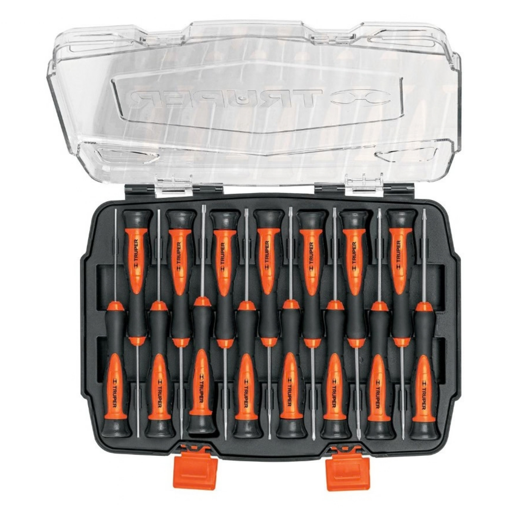JUEGO DE DESTORNILLADORES DE PRECISION PARA RELOJ 15 PZAS MOD. JOY-15L REF. 14157 MARCA TRUPER