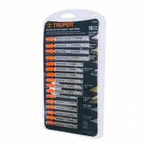 JUEGO DE HOJAS PARA SIERRA CALADORA ZANCO T 16 PZAS MOD. JSCA-16-T REF. 16705 MARCA TRUPER