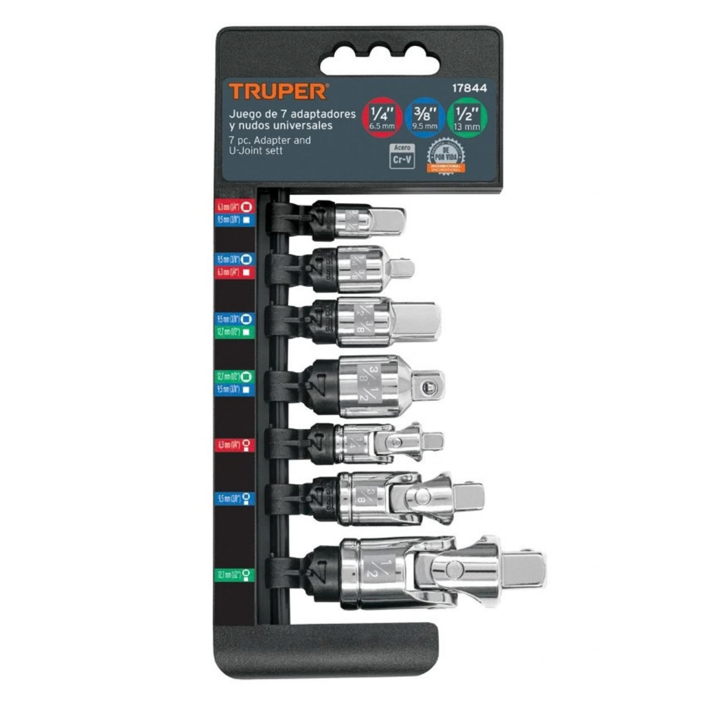 JUEGO DE ADAPTADORES Y NUDOS UNIVERSALES 7 PZAS MOD. JGO-AN7 REF. 17844 MARCA TRUPER