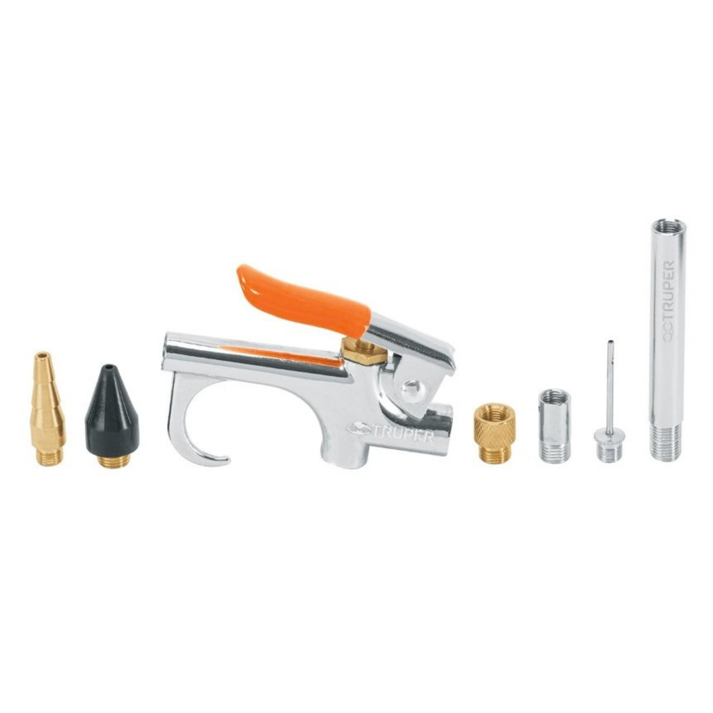 JUEGO DE PISTOLA SOPLETEADORA 7 BOQUILLAS 1/4" NPT REF. 19078 MARCA TRUPER