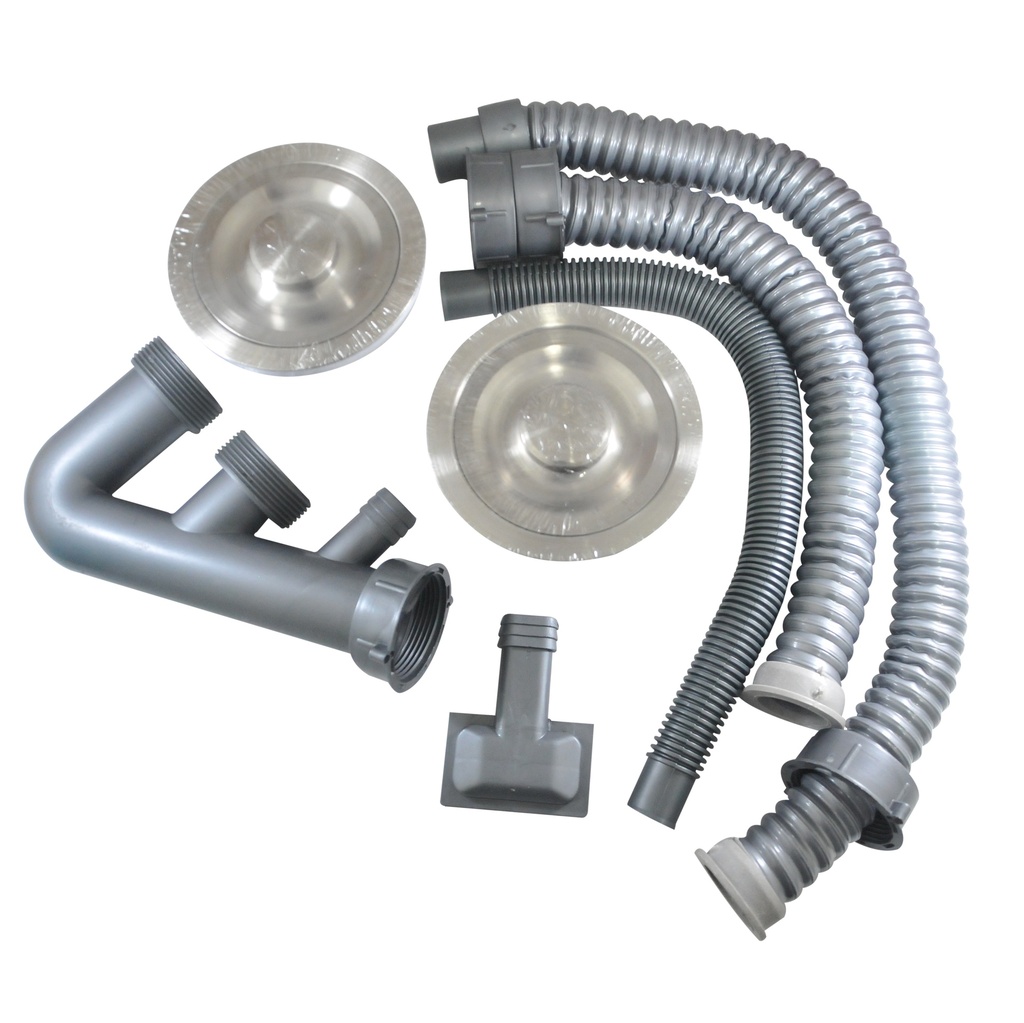 KIT DESAGUE PARA FREGADERO 2 TINA TIPO CESTA C/ SIFON Y MANGUERA REF. SIF.01.02 MARCA BARI