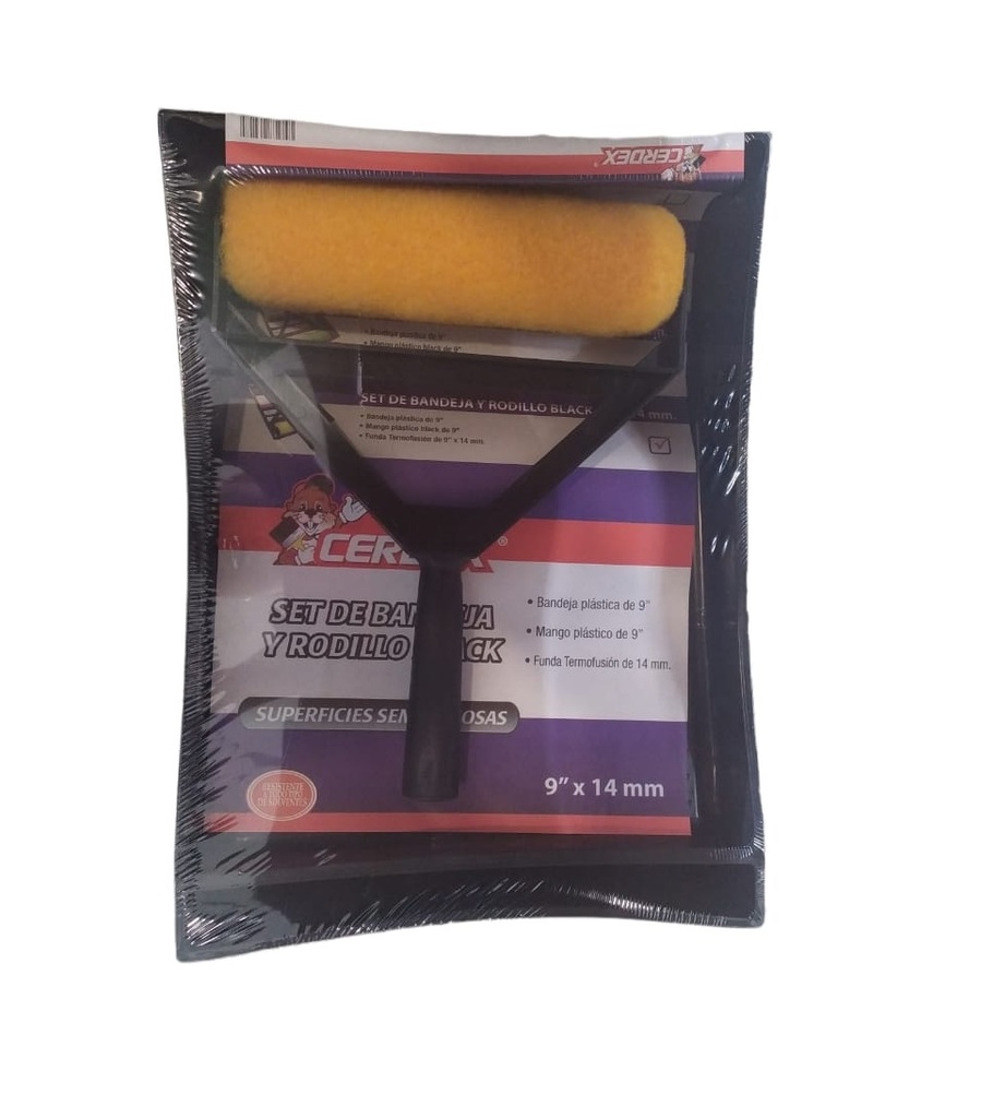 KIT DE BANDEJA + RODILLO CON FUNDA DE 9" X 14 MM COLOR NEGRO REF. 264175 MARCA CERDEX