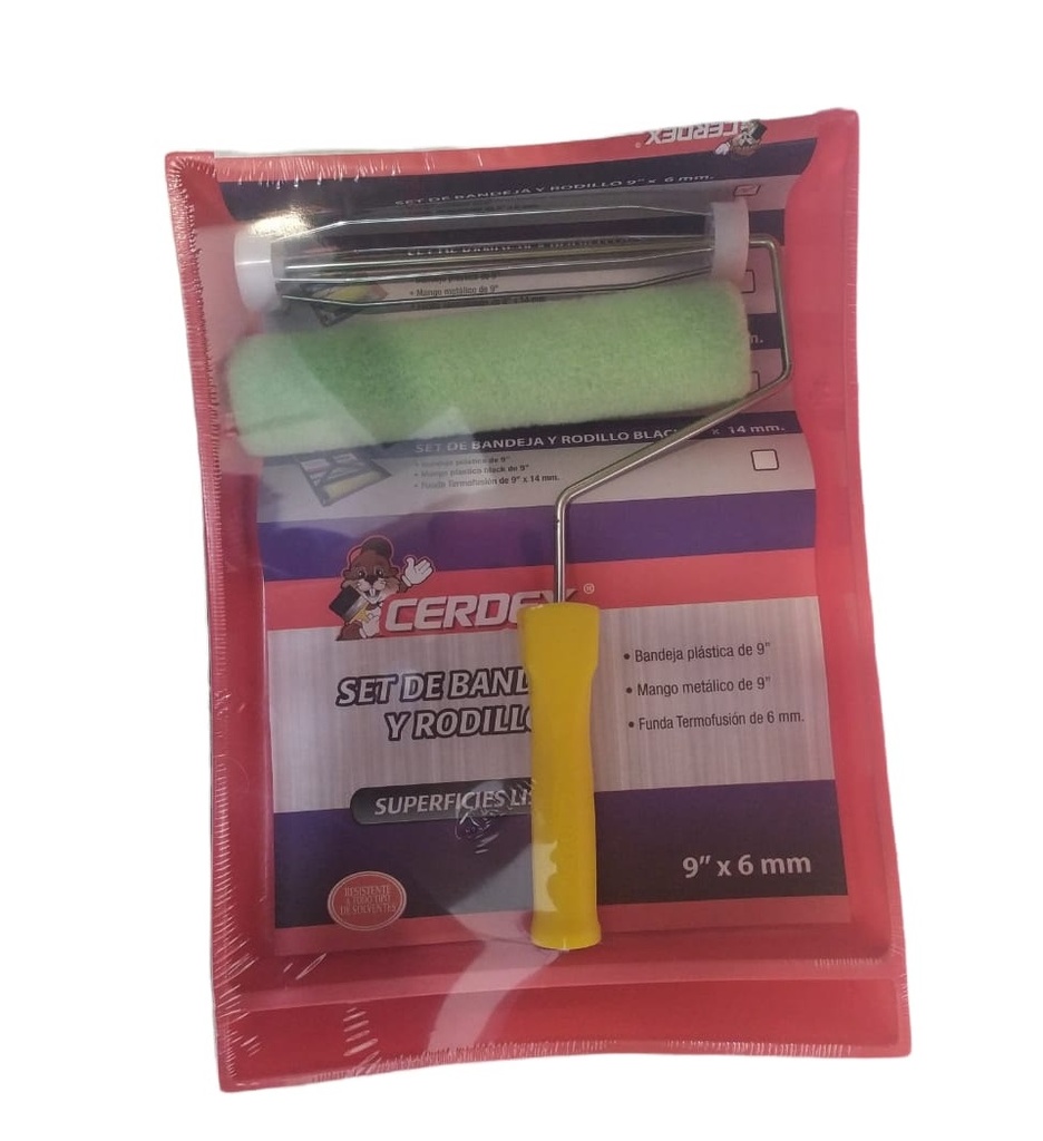 KIT DE BANDEJA + RODILLO CON FUNDA DE 9" X 6 MM COLOR ROJO REF. 264298 MARCA CERDEX