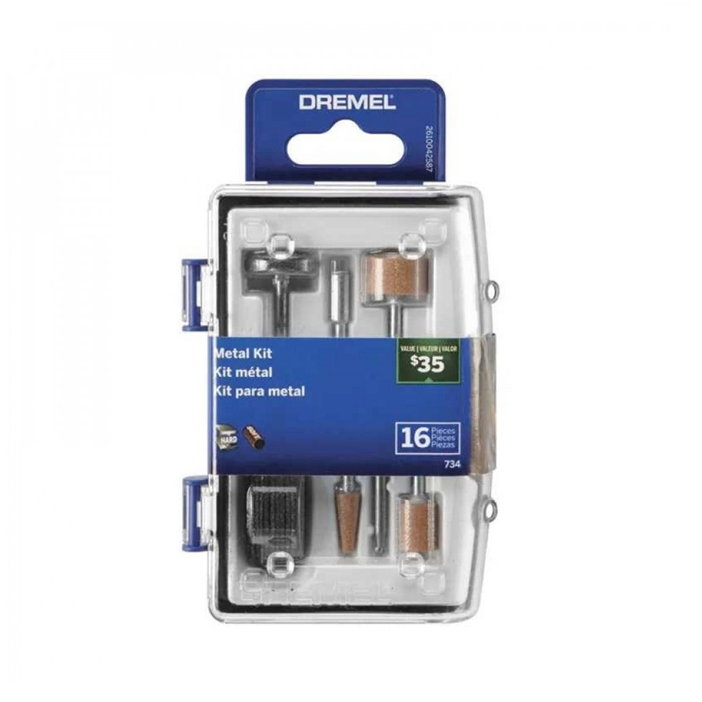 KIT / JUEGO DE ACCESORIOS METAL AFILAR Y CORTAR 16 PZAS P/DREMEL C/ESTUCH AZUL MOD.26150734AB DREMEL