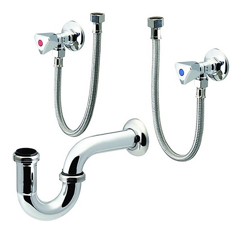 KIT DE INSTALACION LAVAMANO C / A ( 2 LLAVE ARRESTO, 2 CANILLA, SIFON ) REF. 35ACC510 MARCA FP