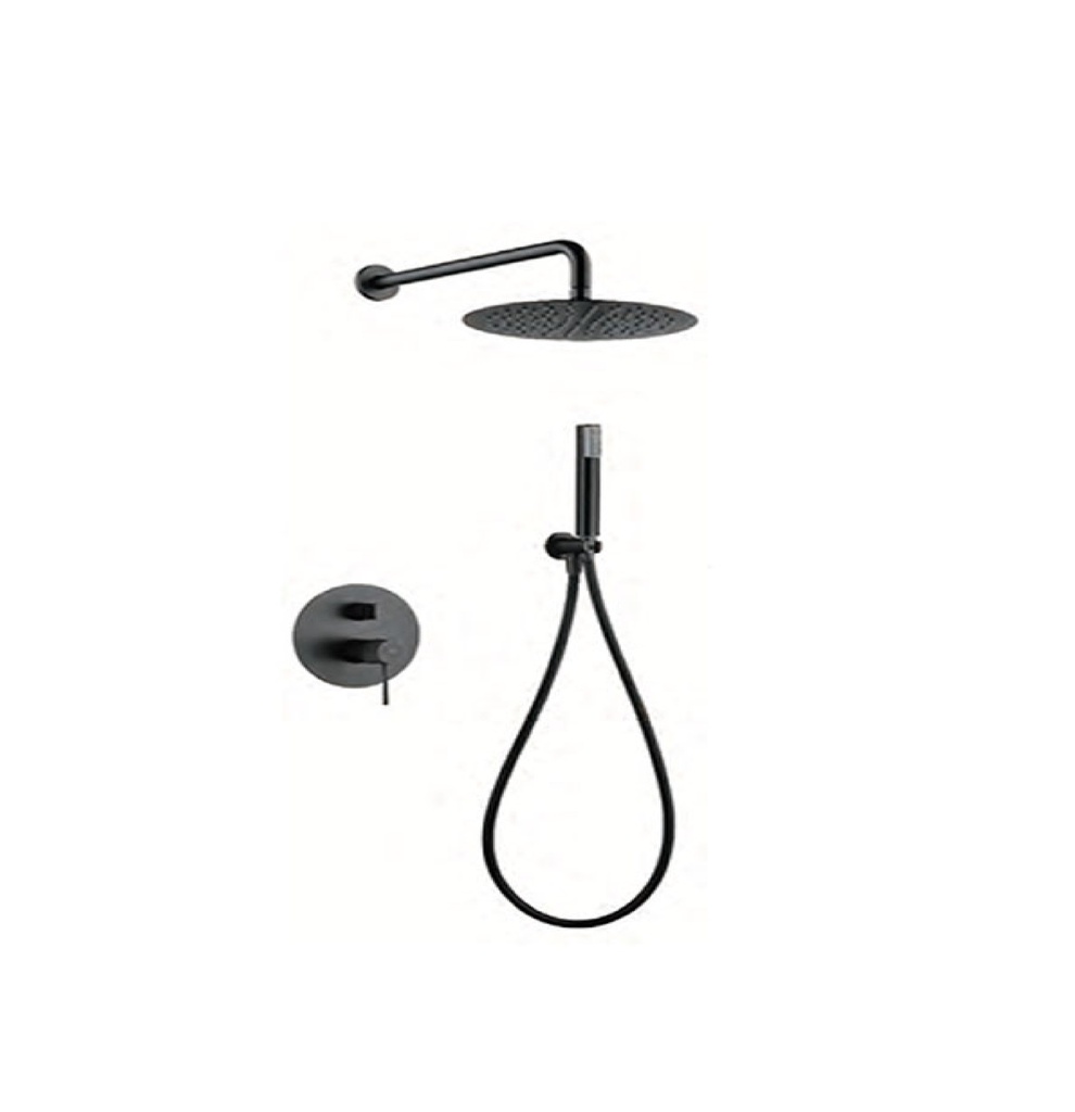KIT / CONJUNTO DE DUCHA MONOMANDO EMPOTRADO SERIE LINE BLACK GUN METAL REF. GPD038/BGM MARCA IMEX
