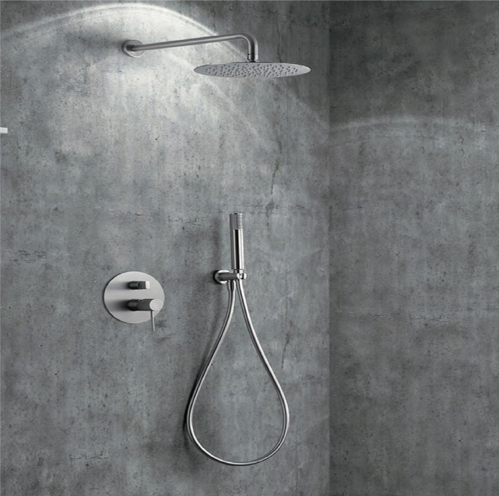 KIT / CONJUNTO DE DUCHA MONOMANDO EMPOTRADO SERIE LINE NIQUEL CEPILLADO REF. GPD038/NQ MARCA IMEX