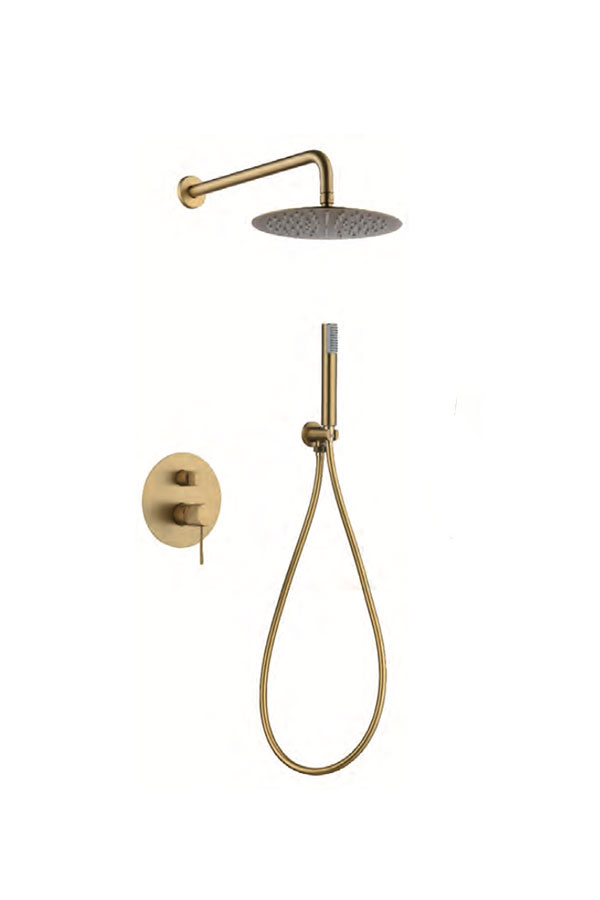 KIT / CONJUNTO DE DUCHA MONOMANDO EMPOTRADO SERIE LINE ORO CEPILLADO REF. GPD038/OC MARCA IMEX