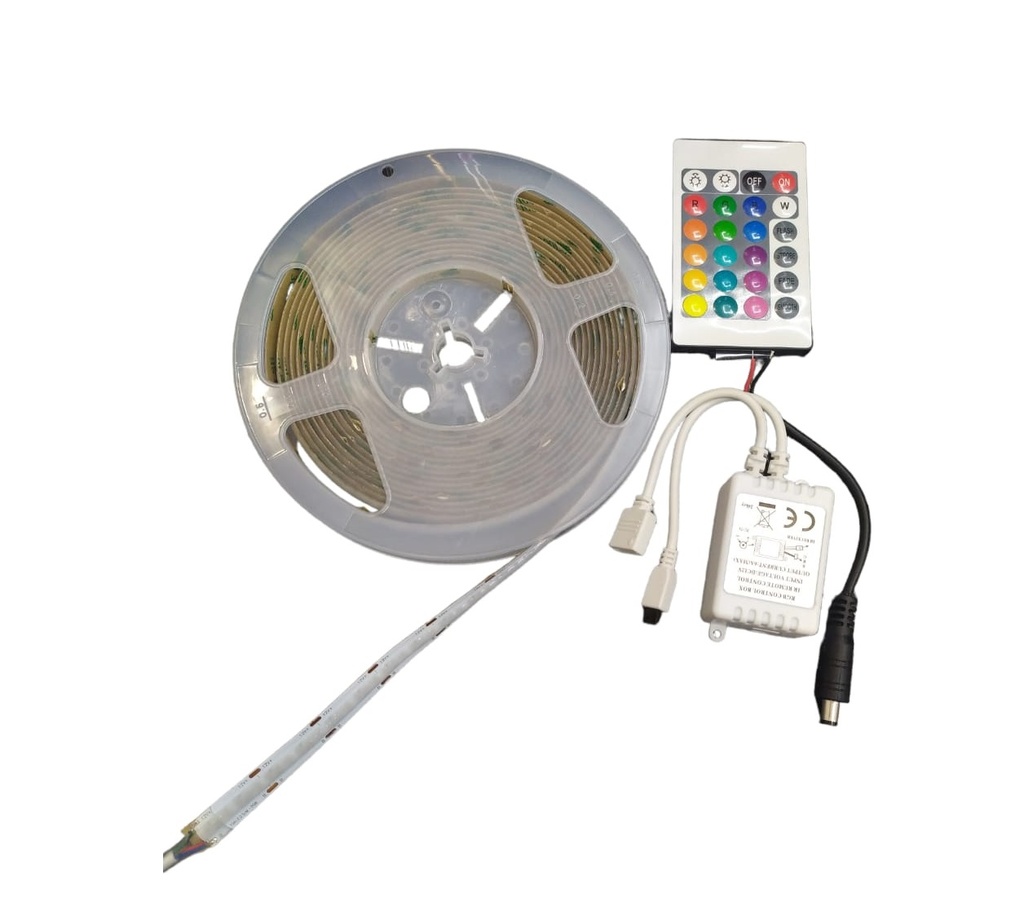 KIT CINTA LED TIPO COB 5 MTS 12V 14W/M RGB C/CONTROLADOR REF. LUM-523 + LUM-524 MARCA LUMIND