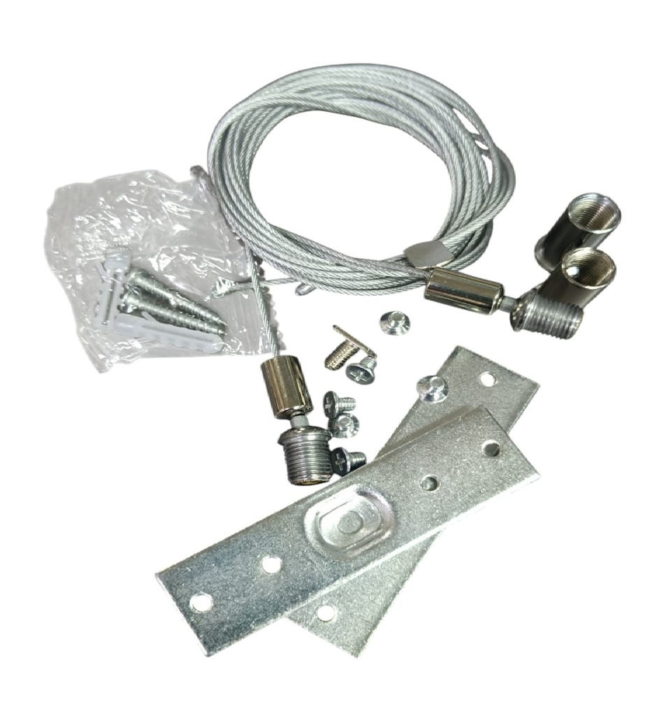 KIT DE GUAYAS PARA SUSPENSION MAGNETICO SUPERFICIAL 2 MTS COLOR PLATEADO REF.LUM-677 MARCA LUMIND
