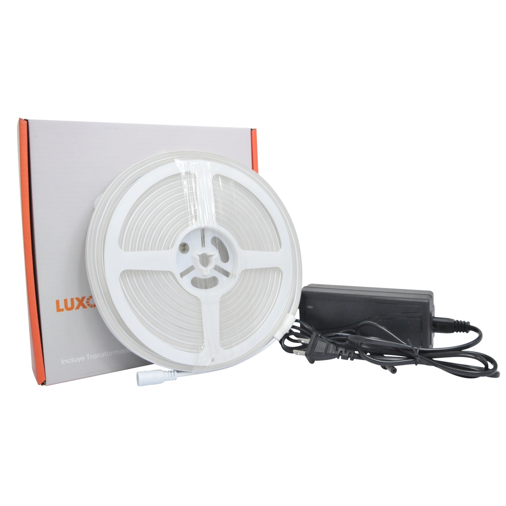 KIT DE CINTA LED TIPO NEON 5 MTS 12 VDC IP6 6000 K REF. LUX-12V-120-12MM-IP67-6000K MARCA LUXOLAR