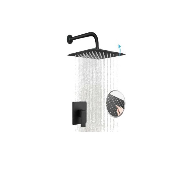KIT DE DUCHA MONOMANDO CUADRADA ULTRA DELGADA 10" NEGRO REF. KD-548-MB MARCA OMEGA