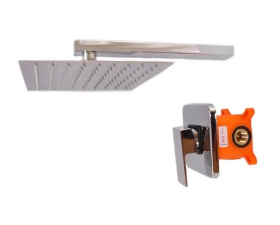 KIT DE DUCHA MONOMANDO CUADRADA ACERO INOX. SATINADO REF.M/D9402 MARCA OMEGA