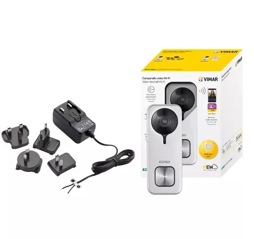 KIT DE TIMBRE VIDEO 24VDC 1A COLOR PLATEADO SERIE ELVOX VIDEO DOORBELL WI-FI REF.K40960 MARCA VIMAR