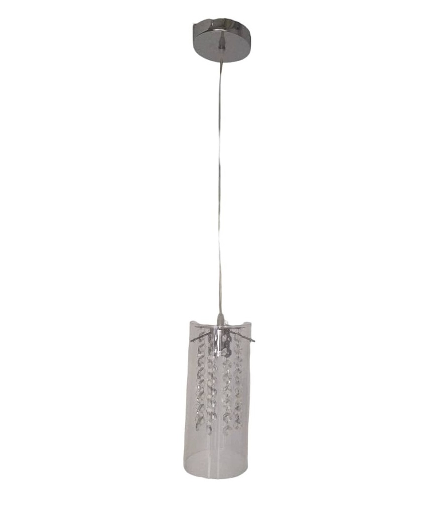 LAMPARA COLGANTE 40 W E27 110-120 V 10 CM X 10 CM COLOR CROMADO/ CRISTAL REF.26351A MARCA 770 LIGHTS