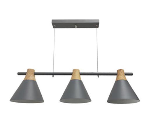 LAMPARA COLGANTE 3 X E27 40W 80 CM X 20 CM X 100 CM COLOR GRIS REF. 26383D-GY MARCA 770 LIGHTS