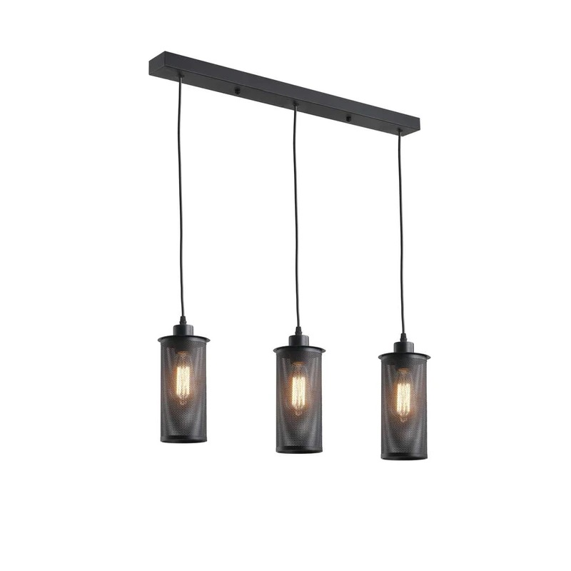 LAMPARA COLGANTE 40 W E27 55 CM X 12 CM X 120 CM COLOR NEGRO REF.26891A-3H MARCA 770 LIGHTS
