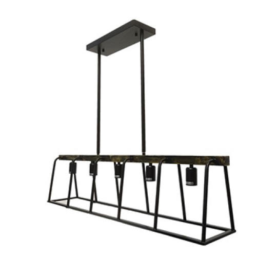 LAMPARA COLGANTE 5 X E27 40W 107 CM X 18 CM COLOR NEGRO REF. 26894A-BK MARCA 770 LIGHTS