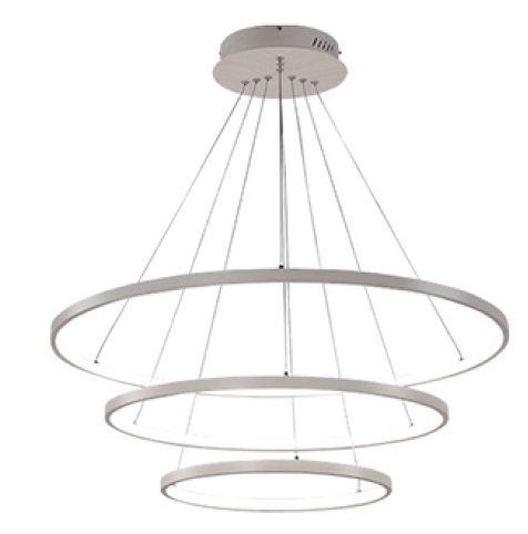 LAMPARA COLGANTE LED 3 AROS 108W 3000K 80+60+40 X 120 CM BLANCO REF. 26922A-WH MARCA 770 LIGHTS