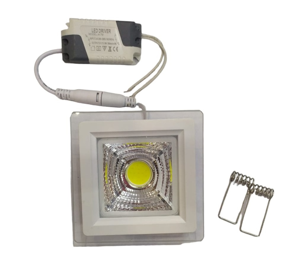 LAMPARA LED 6W LUZ BLANCA 6500K CUADRADA MODELO COB-VIDRIO REF.GL-COB-WH-6W-SQ /201051 MARCA BILIGHT