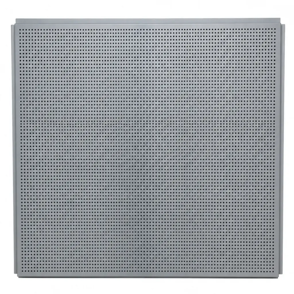 LAMINA MICROPERFORADA DE ALUMINIO GRIS MOD.TEGULAR DE 0.61 X 0.61 CM ( 2´ X 2´ ) MARCA BUILDCO