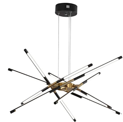 LAMPARA COLGANTE DE TECHO 72W 4000K MOD. SPUTNIK 12 PUNTOS NEGRO DORADO REF.X002W9DGYF FANG YAN MEI