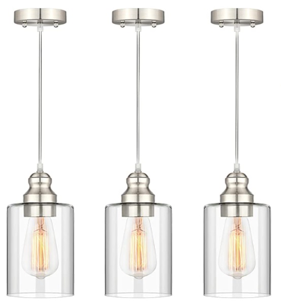 LAMPARA COLGANTE DE TECHO E27 60W NO INCLUYE BOMBILLO NIQUEL PACK 3 REF.USYMYP-GPL-3 MARCA FOLKSMATE