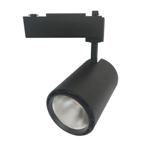 LAMPARA TIPO BALA LED INTEGRADO 30 W 3000K NEGRO PARA RIEL TRACKLIGHT REF. 42020A-BK MARCA GEL