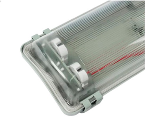 LAMPARA HERMETICA ANTIPOLVO 2 X 18 W 120V IP65 PARA TUBO LED REF. GE61014A MARCA GEL