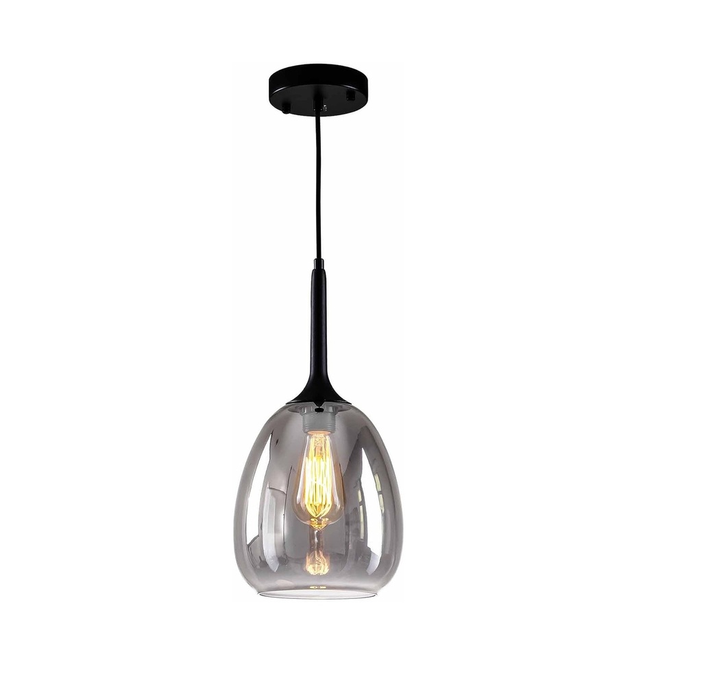 LAMPARA COLGANTE DE VIDRIO 1 X E27 60W 7.9" X 7.9" X 9" COLOR GRIS REF. B0C7K3R3MM MARCA HASUN
