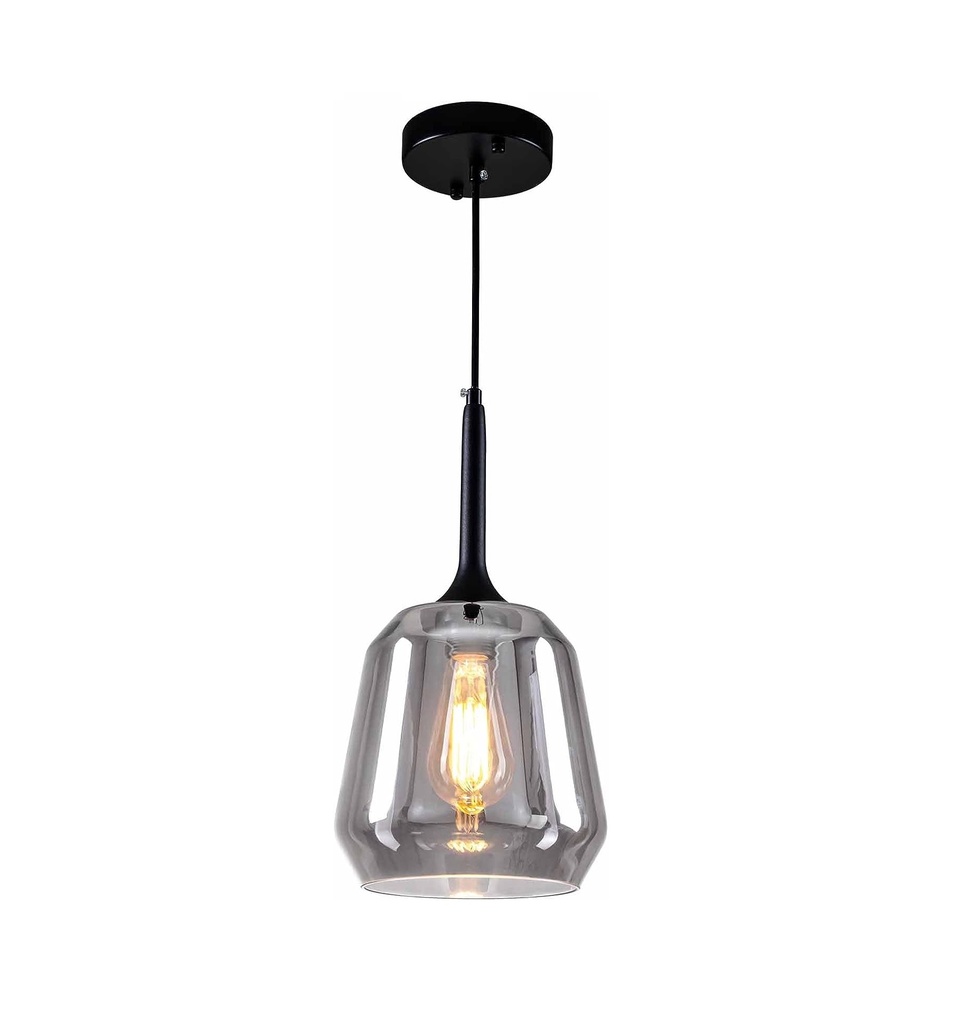 LAMPARA COLGANTE DE VIDRIO 1 X E27 60W 7.9" X 7.9" X 9" COLOR GRIS REF. B0C7K9QLC8 MARCA HASUN