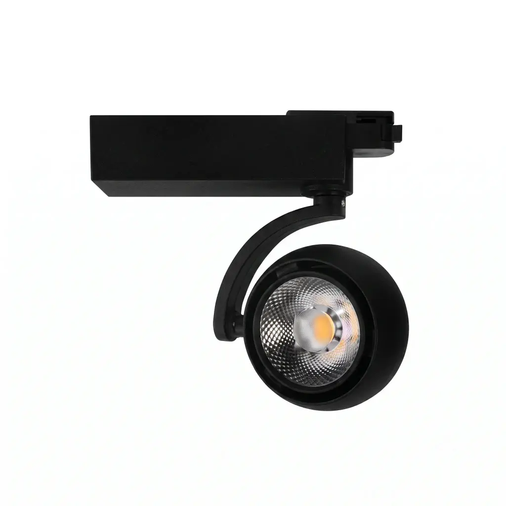 LAMPARA LED INTEGRADA TIPO BOLA 30W 3500K 2400LM NEGRO P/RIEL TRACK LIGHT GD22230WWBL MARCA ILUMINAK