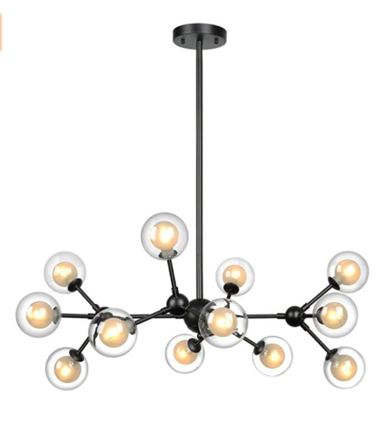 LAMPARA COLGANTE DE TECHO ARAÑA 12 LUCES G9 120 V CON BOMBILLO REF. LP-CL02-BK12 MARCA LAMPUNDIT