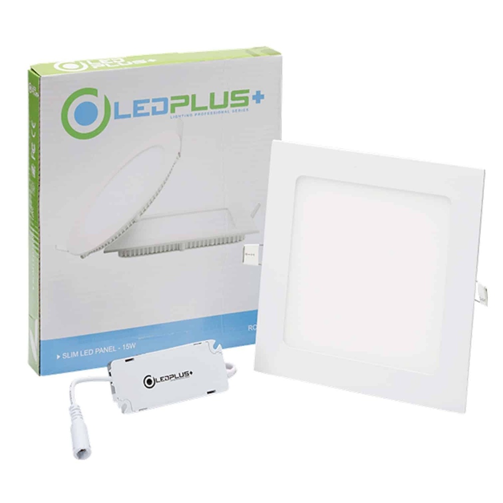 LAMPARA PANEL LED CUADRADO PARA EMPOTRAR 9 W 3.000 K COD. 621893 MARCA LED PLUS